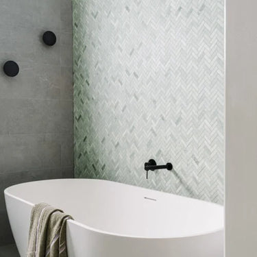 Mosaic Marble Ming Green Honed Herringbone